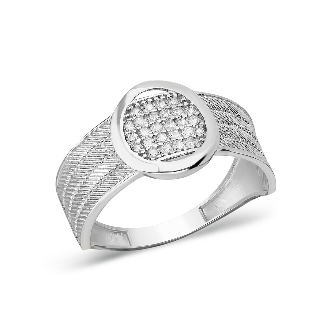 Dört Sıra Oval Taşlı Hasır Yüzük - 925 GÜMÜŞ